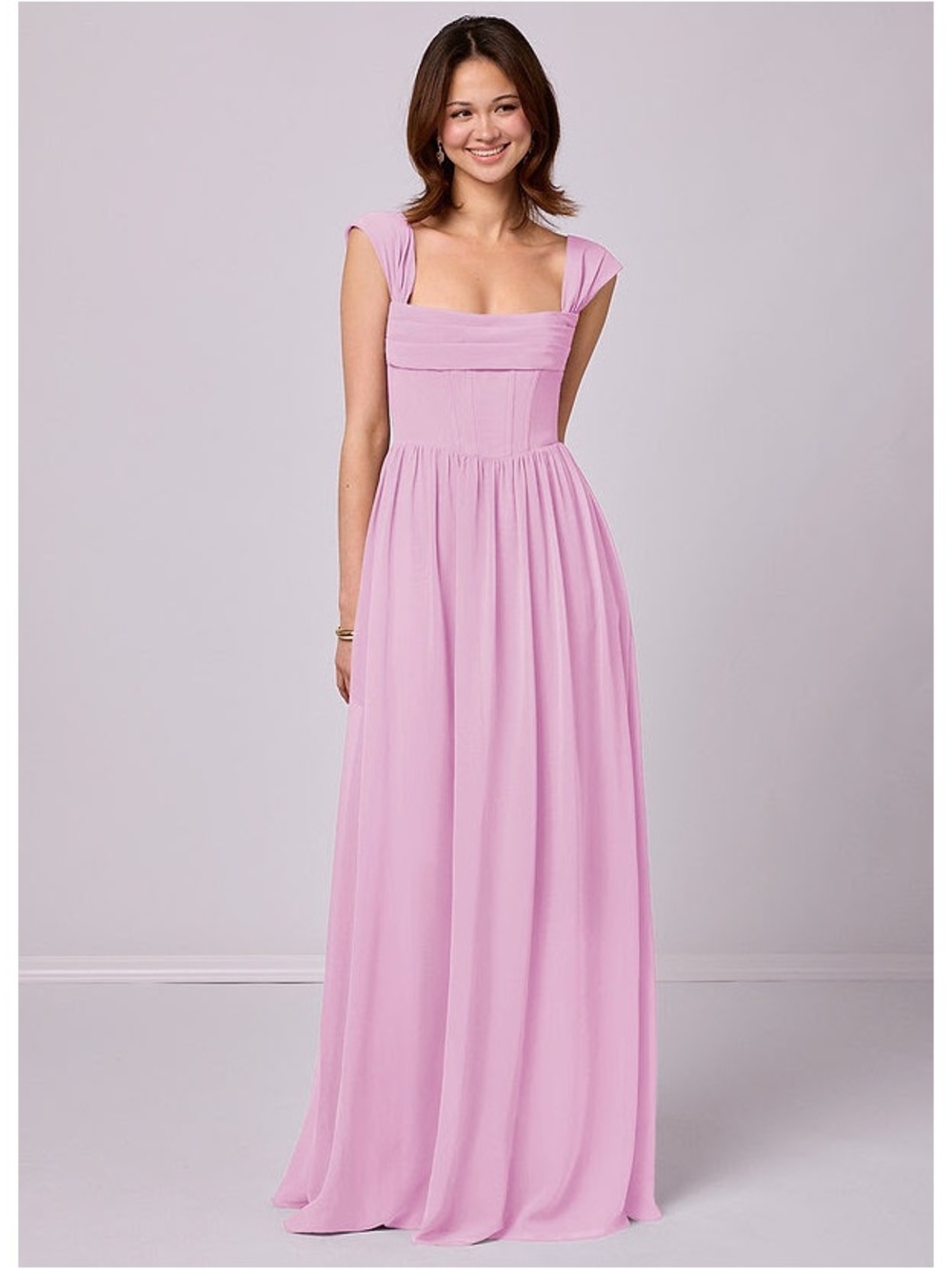 Barbie x Azazie 1036 Candy Pink Corset Chiffon Bridesmaid Dress A12